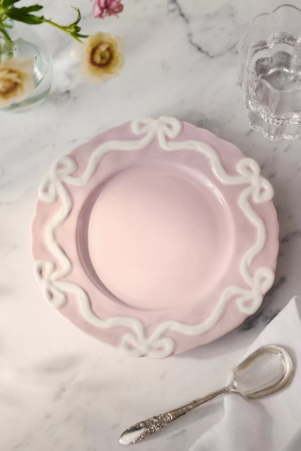 Benedita Bow Side Plate - Medium Pink